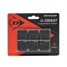 Dunlop Overgrip U Sweat 0.5mm - moisture-absorbing, grippy - black - 3 pieces